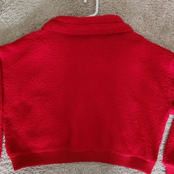 Free People Women's Red Alpine Sherpa Fleece Jacket Sz. Small - Picture 5 of 8
